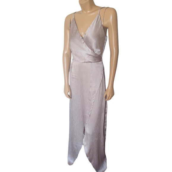 Satin Wrap Maxi Dress with Spaghetti Straps Size 10 - Picture 2 of 7